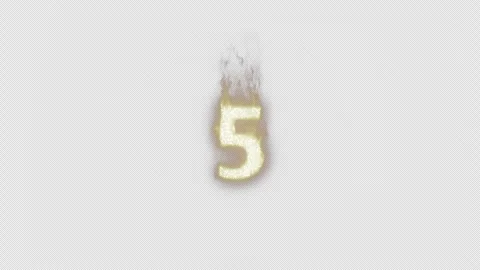 Burning Number 5. Fire Number. Alpha Channel. Transparent Background Stock Footage 248340023