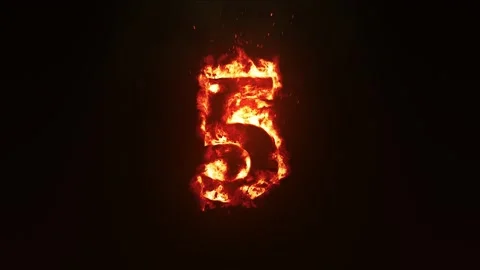 Burning Number 5. Fire Number Stock Footage 253553825