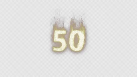 Burning Number 50. Fire Number. Alpha Channel. Transparent Background Video stock 248355031