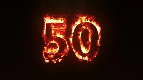Burning Number 50. Fire Number Stock Footage 253667321