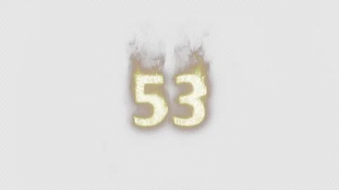 Burning Number 53. Fire Number. Alpha Channel. Transparent Background Stock Footage 248355848