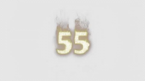Burning Number 55. Fire Number. Alpha Channel. Transparent Background Stock Footage 248355777