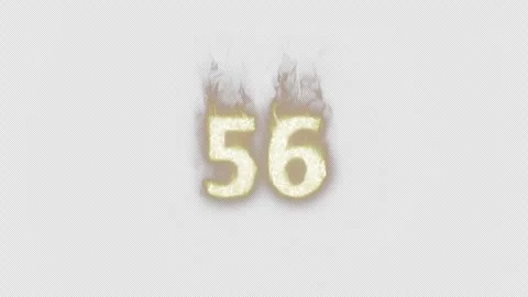 Burning Number 56. Fire Number. Alpha Channel. Transparent Background Stock Footage 248356966