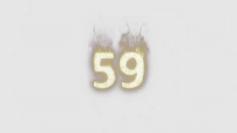 Burning Number 59. Fire Number. Alpha Channel. Transparent Background Stock Footage 248356951