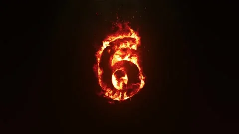 Burning Number 6. Fire Number Video stock 253553833