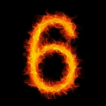 Burning number 6 Stock Illustration