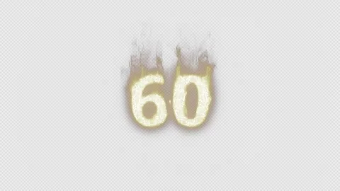 Burning Number 60. Fire Number. Alpha Channel. Transparent Background Stock Footage 248356909