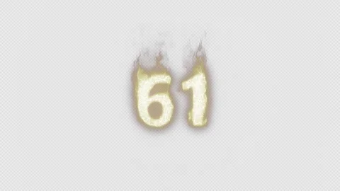 Burning Number 61. Fire Number. Alpha Channel. Transparent Background Video stock 248375202