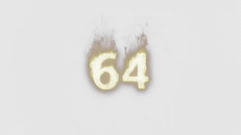 Burning Number 64. Fire Number. Alpha Channel. Transparent Background Stock Footage 248375739