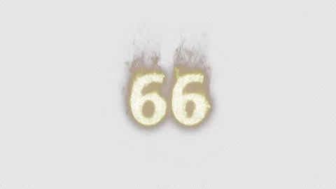 Burning Number 66. Fire Number. Alpha Channel. Transparent Background Stock Footage 248376456