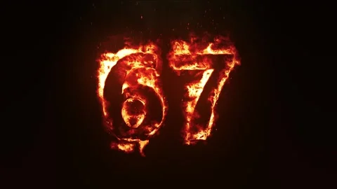 Burning Number 67. Fire Number Stock Footage 253808524