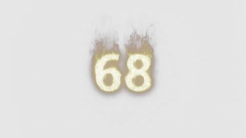 Burning Number 68. Fire Number. Alpha Channel. Transparent Background Stock Footage 248376474