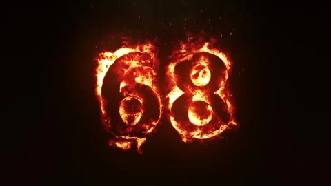 Burning Number 68. Fire Number Video stock 253808535