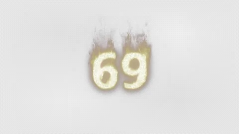 Burning Number 69. Fire Number. Alpha Channel. Transparent Background Stock Footage 248376462
