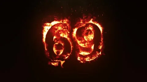 Burning Number 69. Fire Number Video stock 253808539