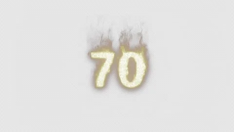 Burning Number 70. Fire Number. Alpha Channel. Transparent Background Video stock 248376467