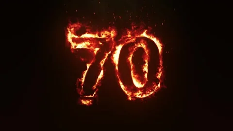 Burning Number 70. Fire Number Stock Footage 253808541