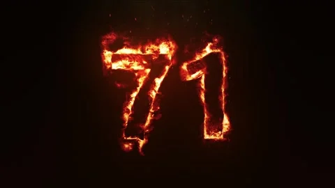 Burning Number 71. Fire Number Stock Footage 253808543