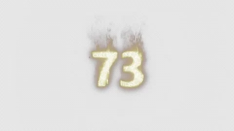Burning Number 73. Fire Number. Alpha Channel. Transparent Background Video stock 248377172