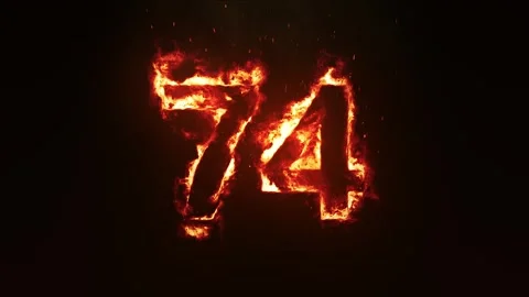 Burning Number 74. Fire Number Stock Footage 253808599