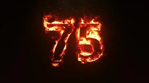 Burning Number 75. Fire Number Stock Footage 253808600