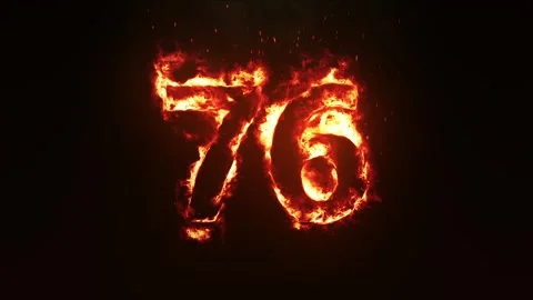 Burning Number 76. Fire Number Stock Footage 253808929