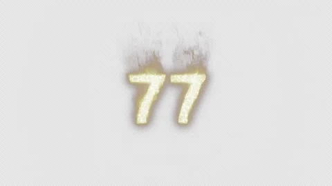 Burning Number 77. Fire Number. Alpha Channel. Transparent Background Video stock 248378740