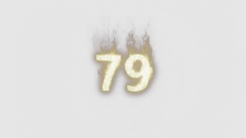 Burning Number 79. Fire Number. Alpha Channel. Transparent Background Stock Footage 248378754
