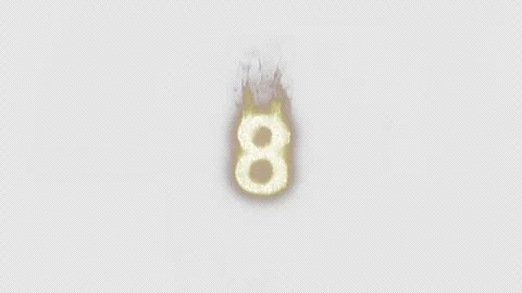 Burning Number 8. Fire Number. Alpha Channel. Transparent Background Stock Footage 248340527