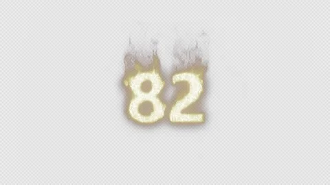 Burning Number 82. Fire Number. Alpha Channel. Transparent Background Stock Footage 248379719