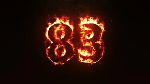 Burning Number 83. Fire Number Stock Footage 253809002