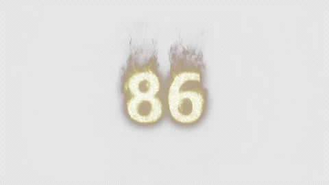 Burning Number 86. Fire Number. Alpha Channel. Transparent Background Stock-Footage 248382327