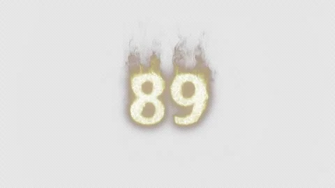 Burning Number 89. Fire Number. Alpha Channel. Transparent Background Stock Footage 248383898