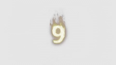 Burning Number 9. Fire Number. Alpha Channel. Transparent Background Video stock 248340583
