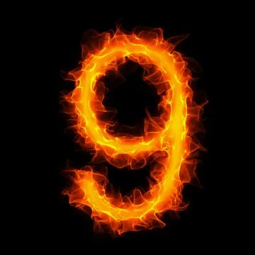 Burning number 9 Stock Illustration