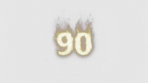 Burning Number 90. Fire Number. Alpha Channel. Transparent Background Stock Footage 248382346