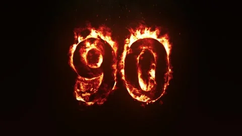 Burning Number 90. Fire Number Stock Footage 253809155