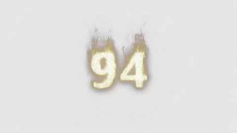 Burning Number 94. Fire Number. Alpha Channel. Transparent Background Stock Footage 248382941
