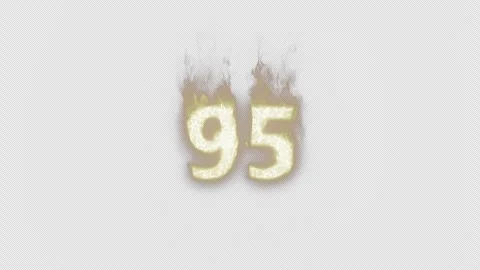 Burning Number 95. Fire Number. Alpha Channel. Transparent Background Video stock 248383025