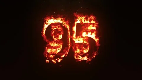 Burning Number 95. Fire Number Stock Footage 253809243