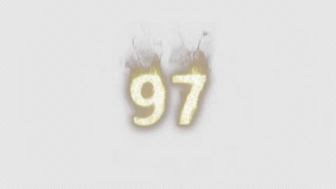 Burning Number 97. Fire Number. Alpha Channel. Transparent Background Video stock 248383175