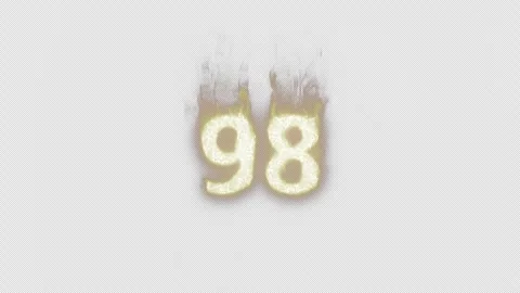 Burning Number 98. Fire Number. Alpha Channel. Transparent Background Stock Footage 248383914