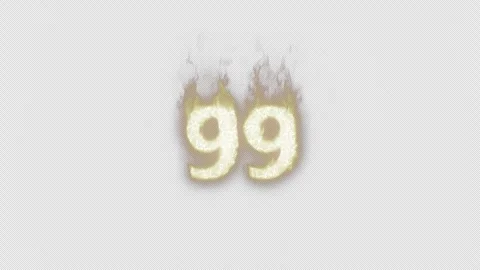 Burning Number 99. Fire Number. Alpha Channel. Transparent Background Stock Footage 248383941