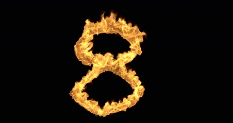 Burning number eight on a black background Stock Footage 138305325