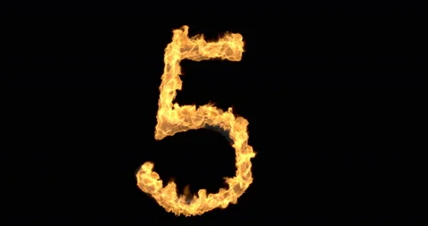 Burning number five on a black background Stock Footage 137999097