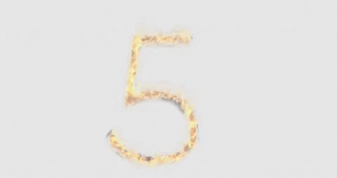 Burning number five on a transparent background Stock Footage 137999075