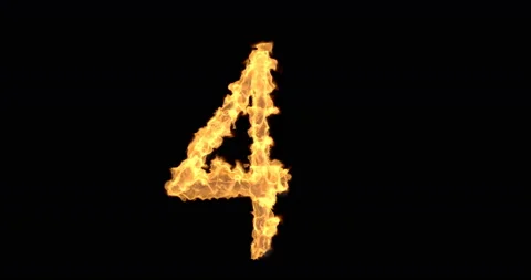 Burning number four on a black background Stock Footage 137930605