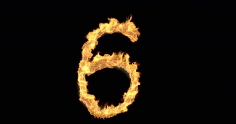 Burning number six on a black background Stock Footage 138260121