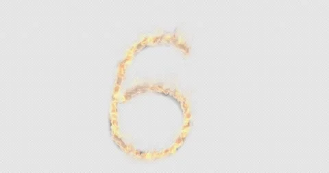Burning number six on a transparent background Stock Footage 138076458
