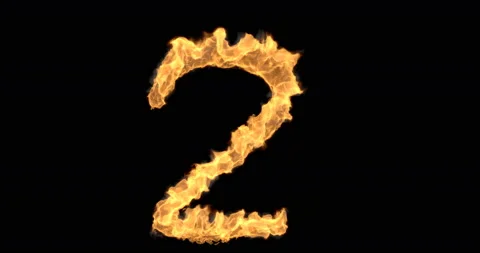 Burning number two on a black background Stock Footage 138256527